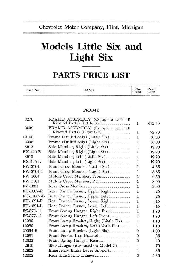 1912 Chevrolet Parts Price List-09