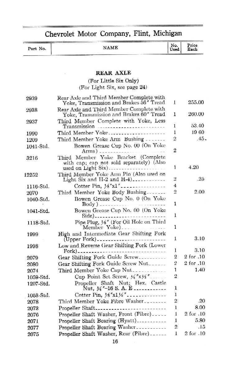1912 Chevrolet Parts Price List-16