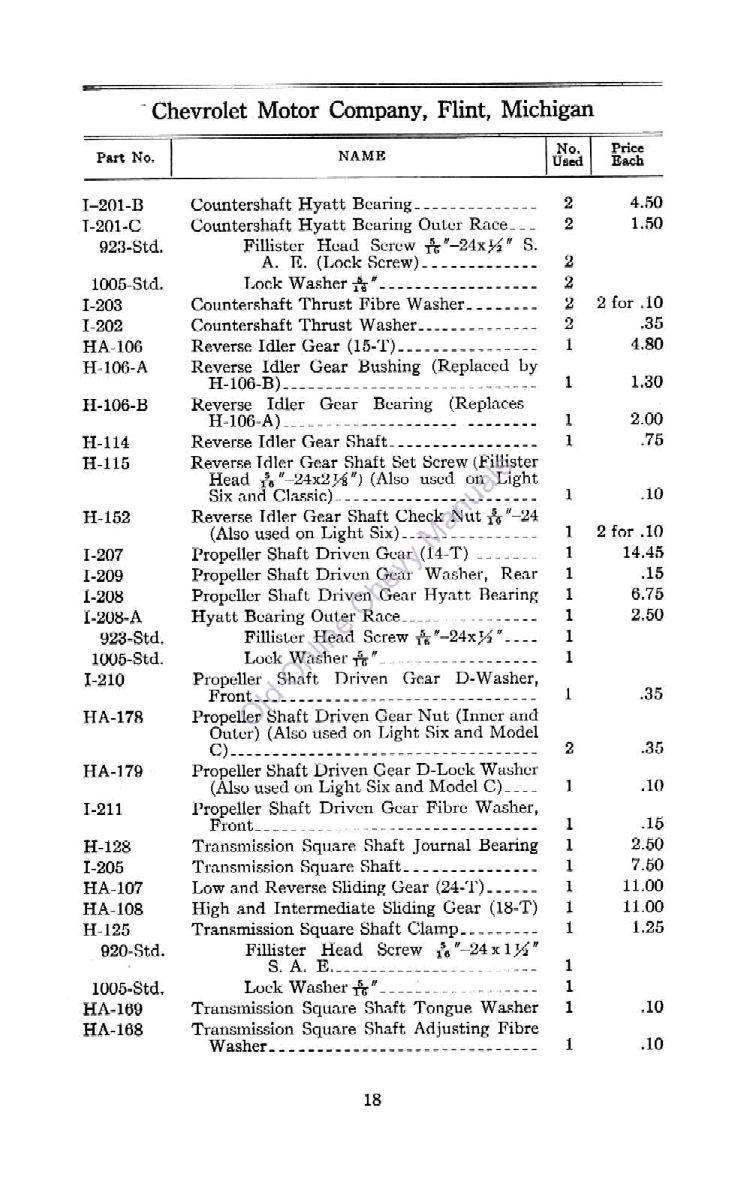1912 Chevrolet Parts Price List-18