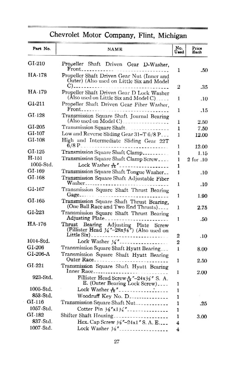 1912 Chevrolet Parts Price List-27