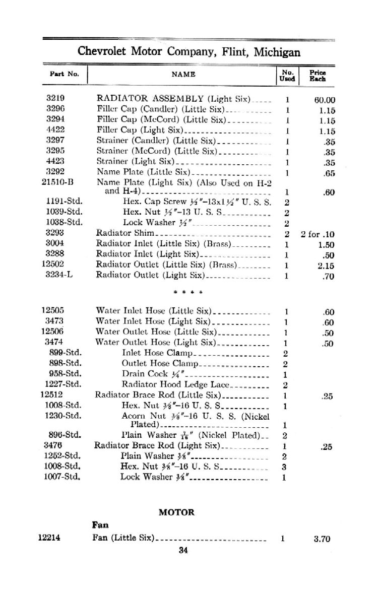 1912 Chevrolet Parts Price List-34