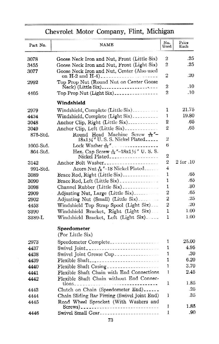 1912 Chevrolet Parts Price List-73