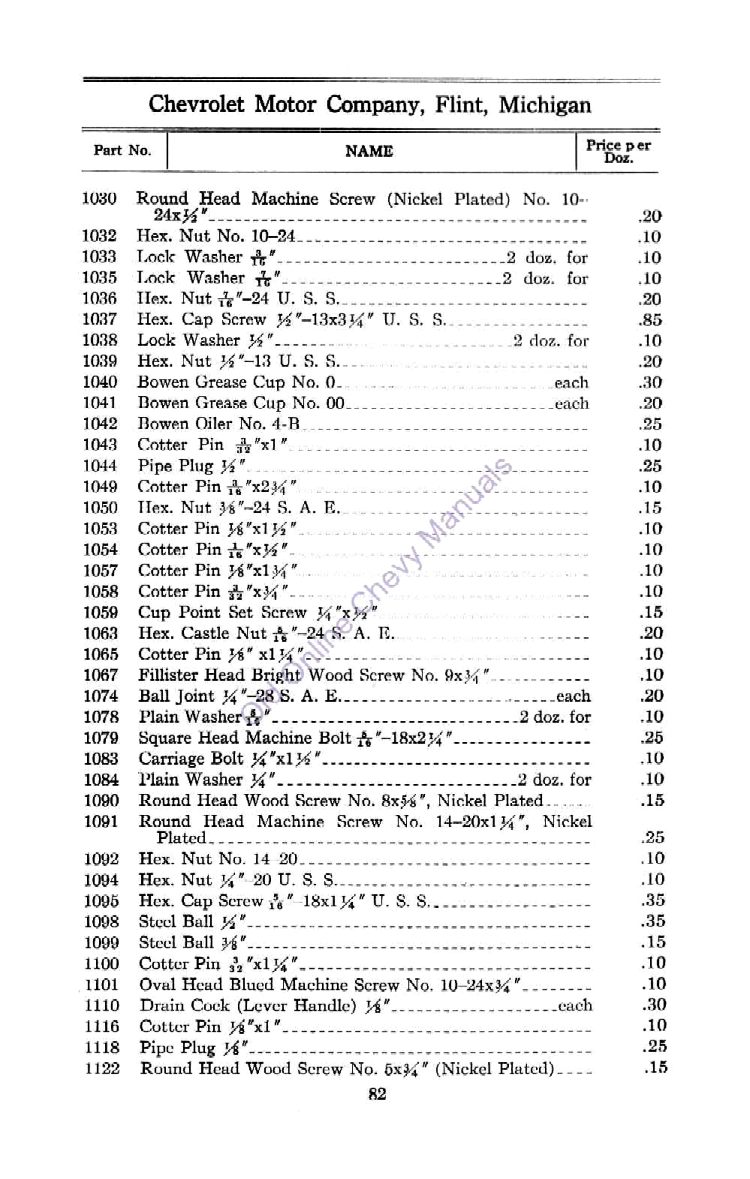 1912 Chevrolet Parts Price List-82