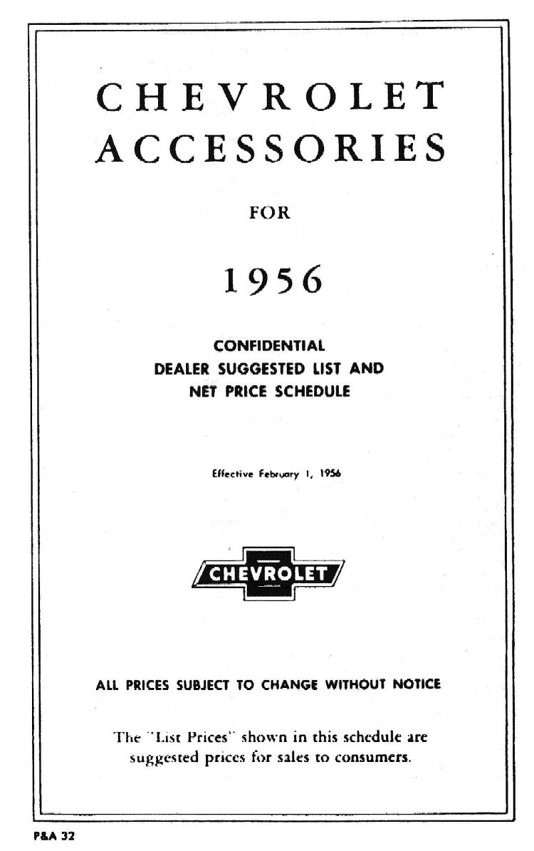 1956 Chevrolet Accessories Price List-00