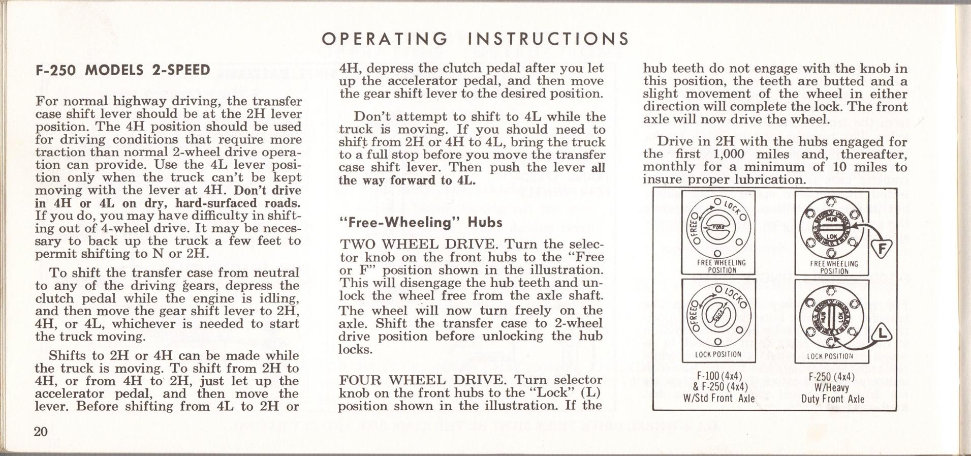 1969 Ford Truck Owners Manual Pg20