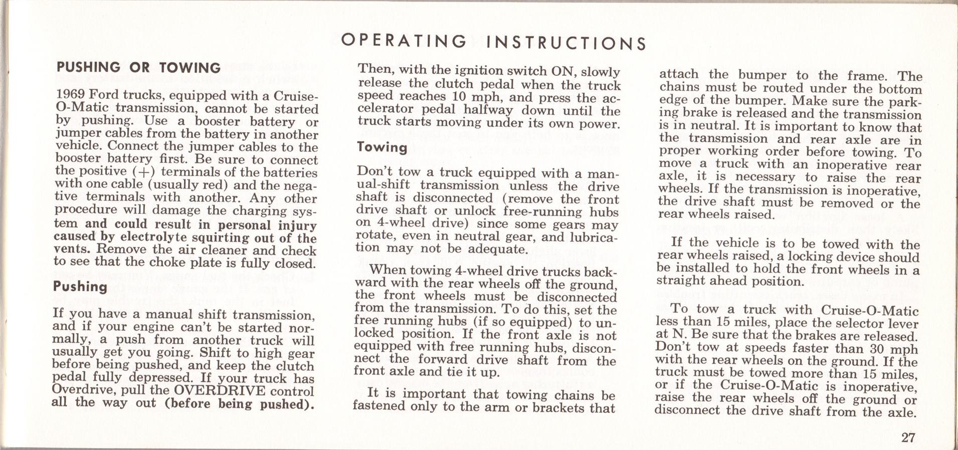1969 Ford Truck Owners Manual Pg27