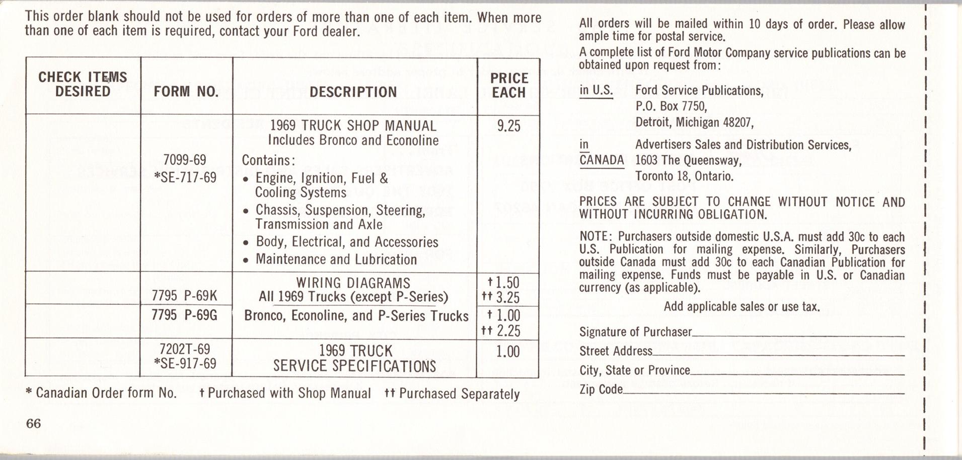 1969 Ford Truck Owners Manual Pg66