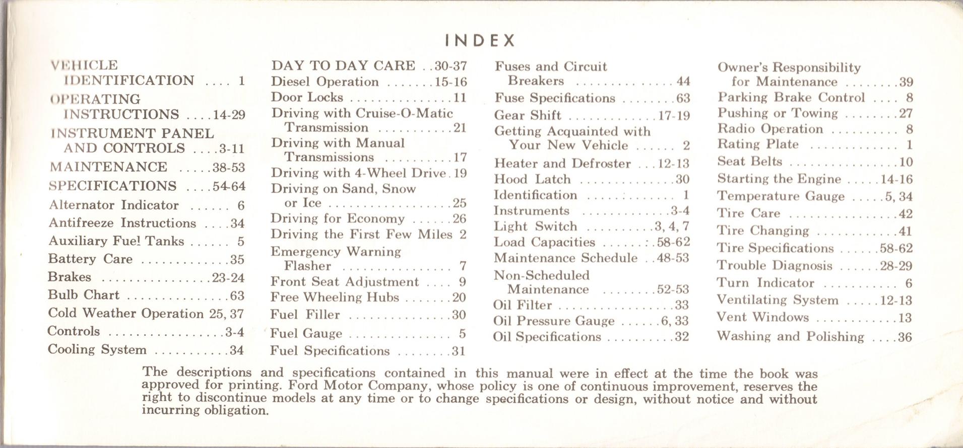 1969 Ford Truck Owners Manual Pg69