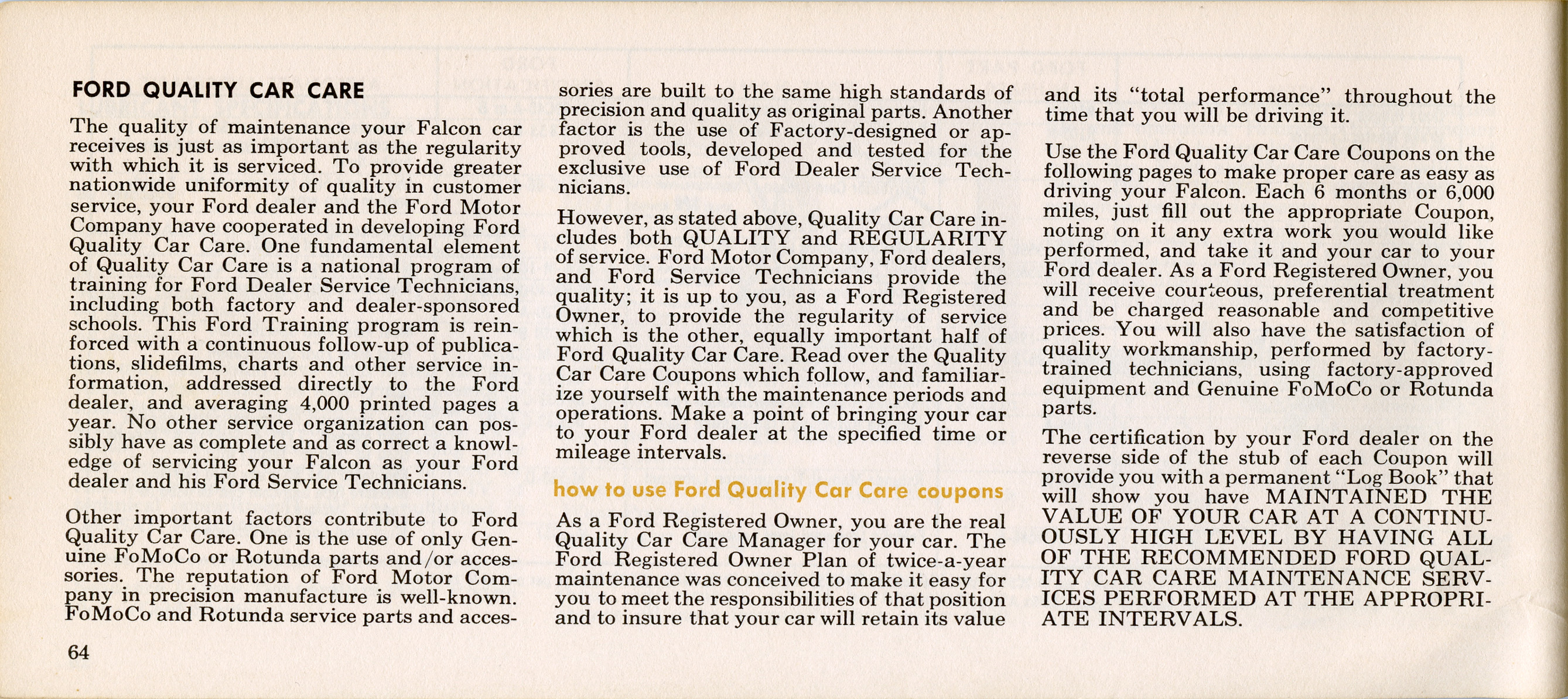 1964 Ford Falcon Owners Manual-64
