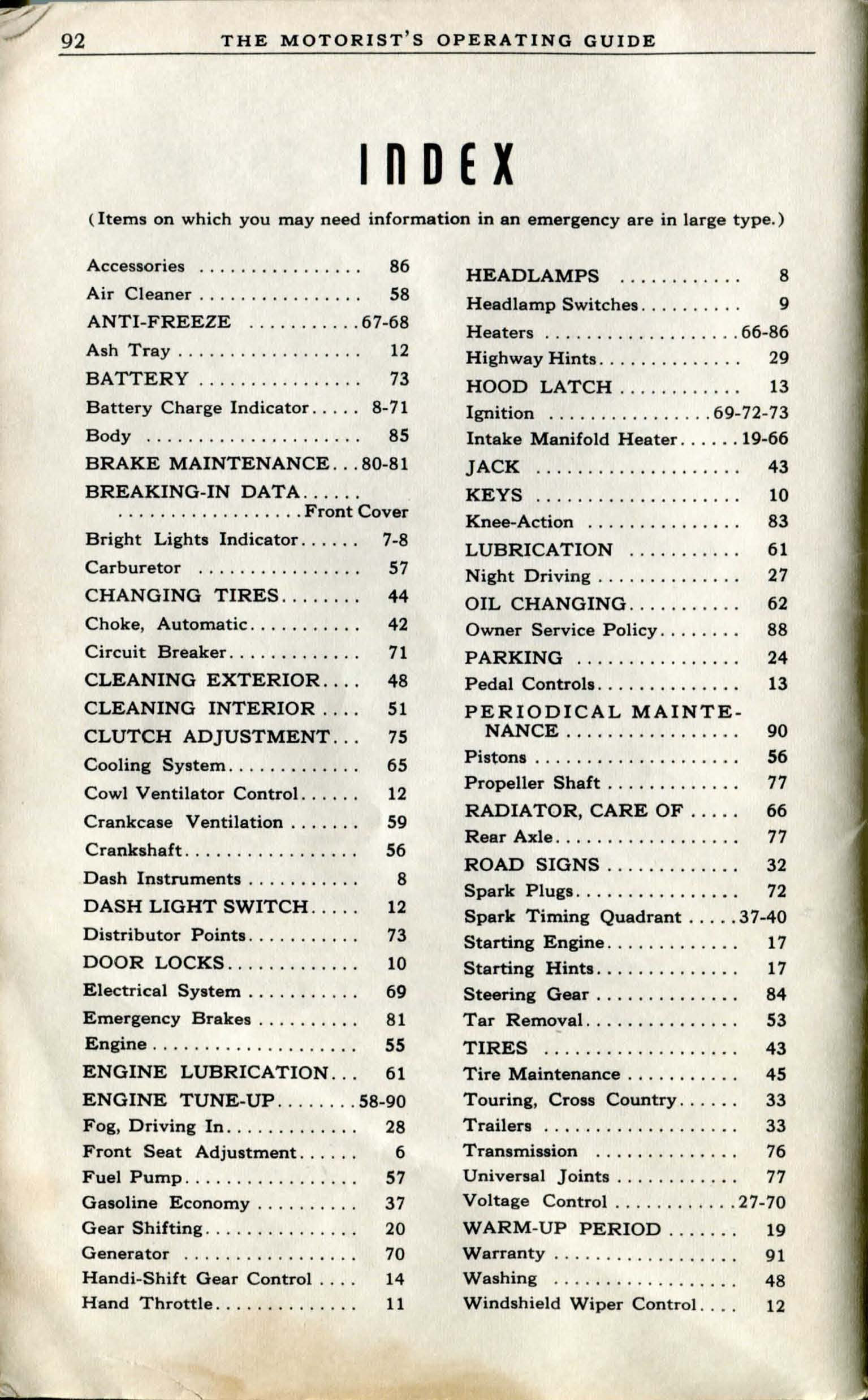 1940 Oldsmobile Operating Guide-94