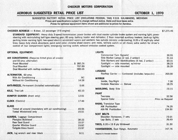 1970 Checker Aerobus Price List-01