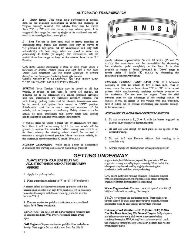 1977 Checker Owners Manual-12