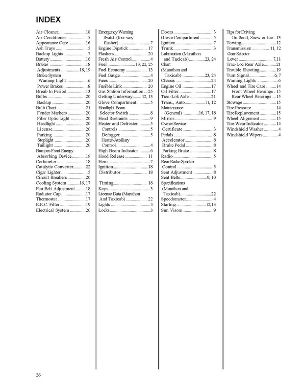 1977 Checker Owners Manual-26