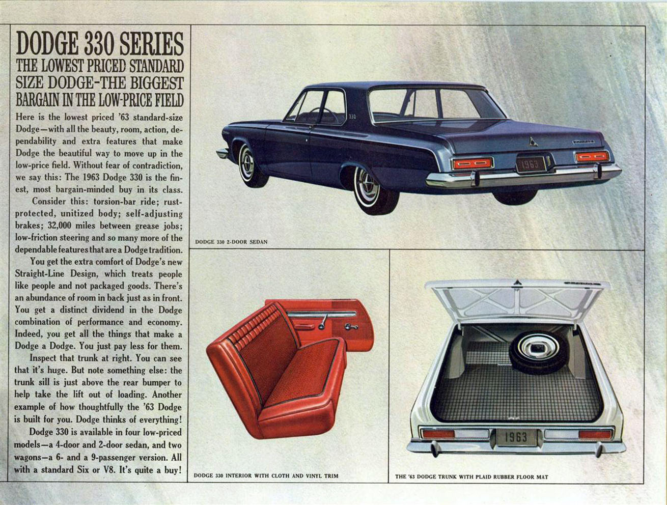 Додж размеры. Dodge 330 1963. Додж Дарт 1963. 1963 Dodge 330 Interior. 1963 Dodge 330 Roof