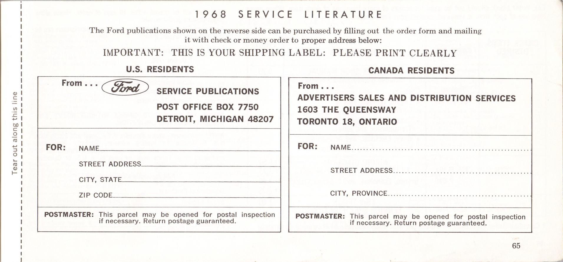 1969 Ford Truck Owners Manual Pg65