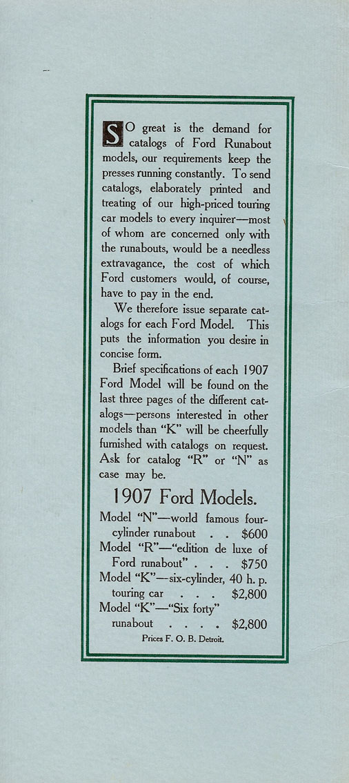1907 Ford Model R Brochure