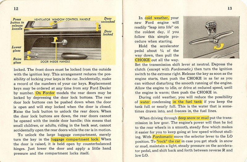 1953 Ford Owners Manual-12 amp 13