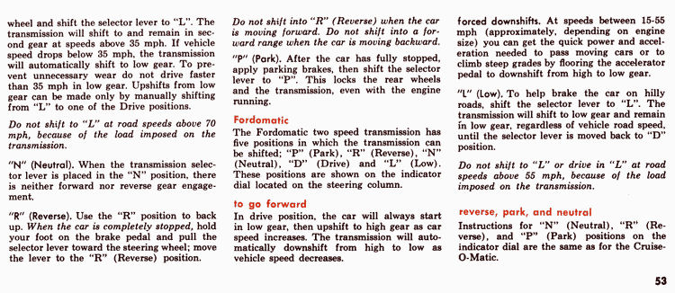 Ford fairlane owners manual